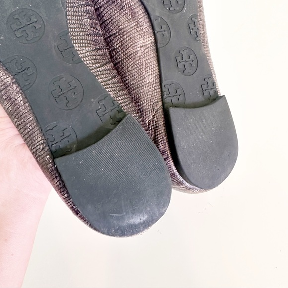 Tory Burch Snakeskin Minnie Ballet Flats Gray 6.5 - Picture 11 of 11